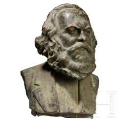 Überlebensgroße Bronzebüste von Karl Marx