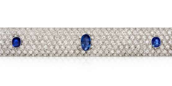 Art Deco Ceylon-Sapphire-Brillant-Bracelet - photo 1