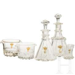 Prinz Carl von Preußen (1801 - 1883) - zwei große Karaffen, zwei Eiswürfelschalen und ein Glas aus einem Trinkservice