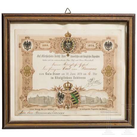 Prinz Carl von Preußen (1801 - 1883) – Einladung zum Gala-Diner, datiert 1879 - photo 1