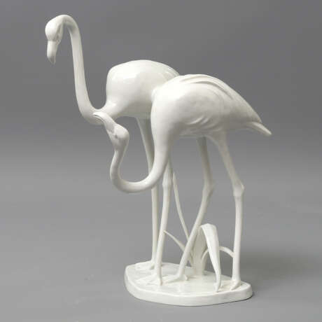 MEISSEN Flamingo-Figurenpaar, 20. Jahrhundert, 1. Wahl. - photo 1