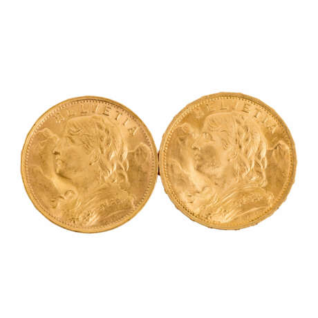Schweiz / Gold - 2 x 20 Franken Vreneli, 1900/B + 1935/B, - photo 2