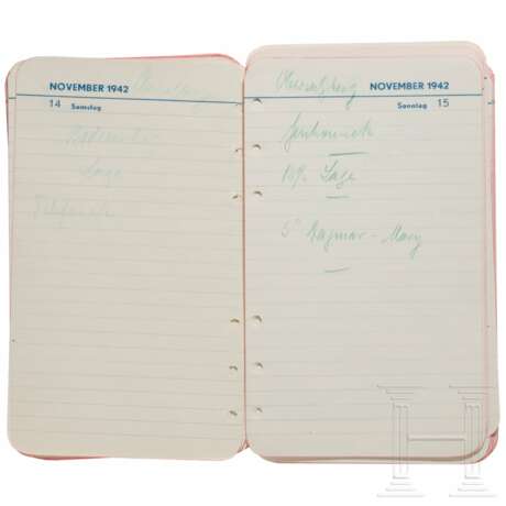 Hermann Göring - Ringbuchseiten aus seinem persönlichen Kalender für die Monate Oktober bis Dezember 1942 - фото 3