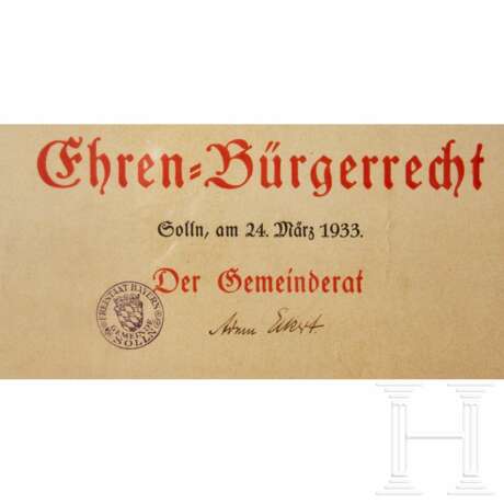 Adolf Hitler – an Ehrenbürgerbrief - photo 3