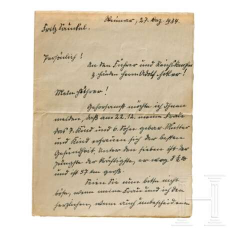 Fritz Sauckel - eigenhändiger Brief an Hitler vom 27.12.1934 - photo 1