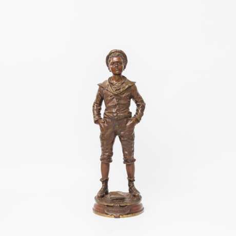 ANFRIE, CHARLES, Bronzefigur "Pfeifender Junge", 19. Jahrhundert - photo 1