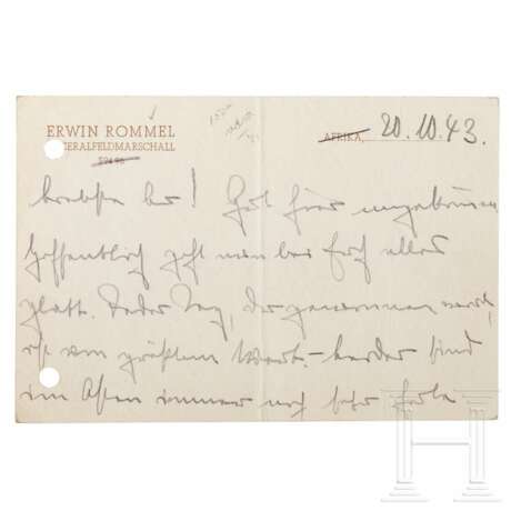 GFM Erwin Rommel - eigenhändig verfasste Briefkarte an seine Frau vom 20.10.1943 - фото 1