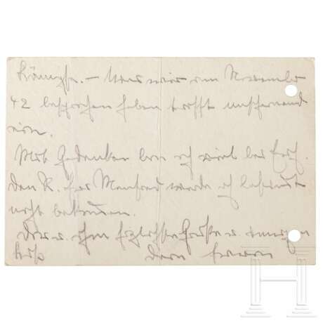 GFM Erwin Rommel - eigenhändig verfasste Briefkarte an seine Frau vom 20.10.1943 - фото 2