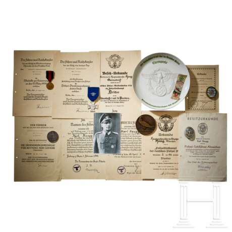Allach-Ehrenpreisteller, Polizei-Schiführer-Abzeichen und weitere Auszeichnungen eines Gendarmerie-Offiziers - фото 26