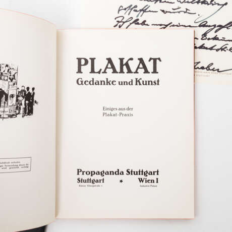 2 Teile: PLAKAT, Gedanke und Kunst, Propaganda Anfang 20. Jahrhundert; BRIEF von M. Grieshaber an Herrn Spieler, - Foto 2