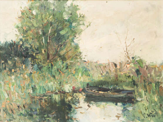 WILD, OTTO (1898-1971), "Teich mit Boot", - Foto 1