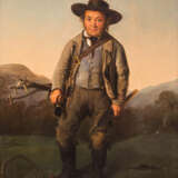 CHÉZY, MAX von (Paris 1808-1846 Heidelberg), "Bauer, Weidenruten in der Wiese befestigend", wohl zum Cricket, - Foto 1