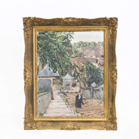 MAGIE, G., wohl Gertrude (1862-?), "Stadtansicht mit Treppe u. Pavilions", - фото 2