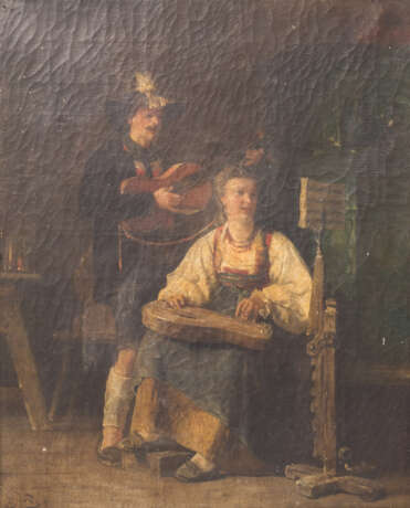 JUNDT, GUSTAVE ADOLPHE (Straßburg 1830-1884 Paris), "Musizierendes Paar in der Stube", - Foto 1