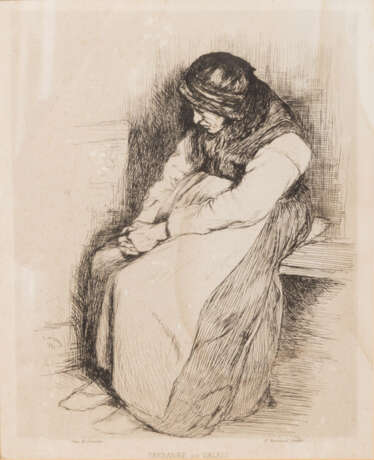 BURNAND, E., wohl Eugène (1850-1921, schweizer Maler u. Radierer), "Paysanne du Valais", - Foto 1