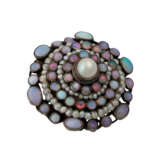 Brosche besetzt mit Opalen und Perlen, - photo 4