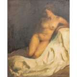 VOLLRATH, CONRAD (1884-1979), "Weiblicher Akt auf weißem Tuch kniend", - Foto 1