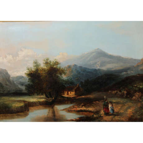 Landschaftsmaler 19. Jahrhundert (?), "Blick in eine Voralpine Landschaft" - Foto 1