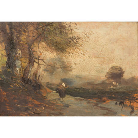 MORRIS, A. (Maler/in 19. Jahrhundert), "Reisigsammlerin am Waldrand", - photo 1