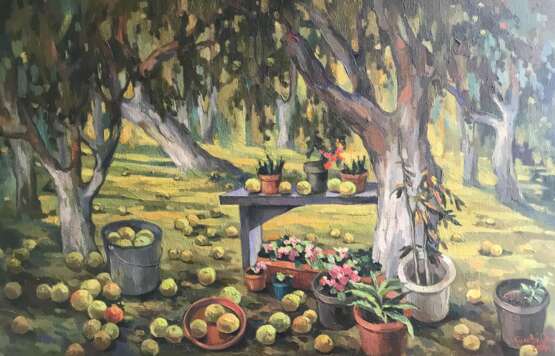 “Autumn. Apples.” Canvas Oil paint Realist Landscape painting 2019 - photo 1