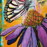 Бабочка на цветке Масляные краски Импрессионизм Натюрморт 2019 г. - фото 3