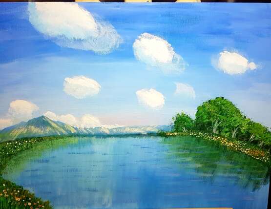 Озеро Leinwand Acrylfarbe Realismus Landschaftsmalerei 2020 - Foto 1