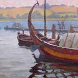 “Boat of the Vikings in Doverodde” Canvas Oil paint Realist Landscape painting 2012 - photo 1