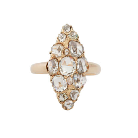 Ring in Schiffchenform ausgefasst mit schönen Diamantrosen, - photo 1