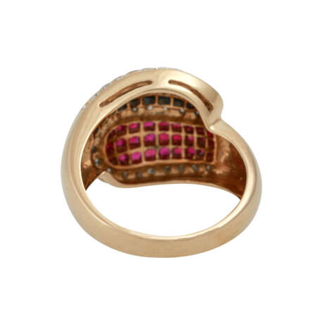 Ring ausgefasst mit je 27 Rubinen und Saphiren - Foto 4
