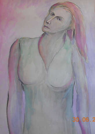Женщина с распущенными волосами Cardboard Mixed media Impressionism Mythological painting 2020 - photo 1