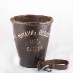 Leather bucket for gunpowder, 