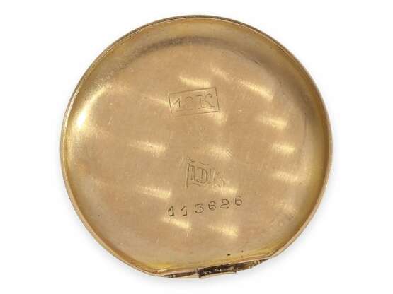 Taschenuhr: wunderschöne Miniatur Gold/Emaille-Damenuhr mit Rokoko-Emaillemalerei im Watteau-Stil, Maurice Ditisheim, La Chaux-de-Fonds, No.113626, ca.1890 - фото 5