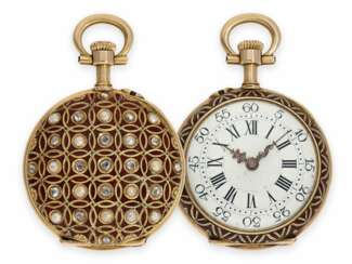 Pocket watch: very fine Louis XV ladies-Lepine with Gold/enamel case, diamond - and pearl trim, No. 200305, probably Paul Garnier, Paris, circa 1890