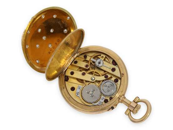 Taschenuhr: hochfeine Louis XV Damen-Lepine mit Gold/Emaille-Gehäuse, Diamant- und Perlenbesatz, No.200305, vermutlich Paul Garnier Paris, um 1890 - фото 3