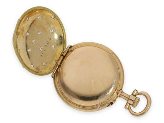 Taschenuhr: hochfeine Louis XV Damen-Lepine mit Gold/Emaille-Gehäuse, Diamant- und Perlenbesatz, No.200305, vermutlich Paul Garnier Paris, um 1890 - Foto 4