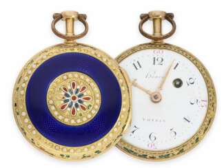 Pocket watch: fine 20K Gold/enamel Spindeluhr, Henry Voisin of Paris No. 4658, CA. 1770