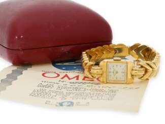 Watch: early, luxury Omega women's watch in extremely rare original condition, with original box and original papers from 1949, No. 10825764