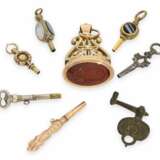 Uhrenschlüssel: kleine Sammlung seltener Spindeluhrenschlüssel, ca. 1680-1820, dabei Raritäten - Foto 3