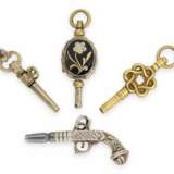 Uhrenschlüssel: kleine Sammlung seltener Spindeluhrenschlüssel, ca. 1680-1820, dabei Raritäten - фото 3
