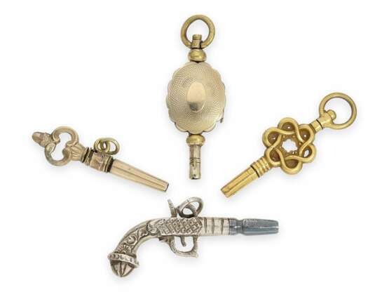 Uhrenschlüssel: kleine Sammlung seltener Spindeluhrenschlüssel, ca. 1680-1820, dabei Raritäten - Foto 4