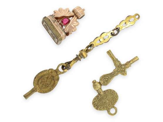 Uhrenschlüssel: kleine Sammlung seltener Spindeluhrenschlüssel, ca. 1680-1820, dabei Raritäten - фото 6