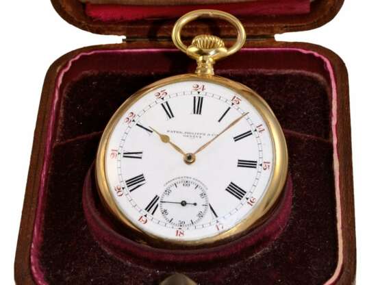 Taschenuhr: seltenes Patek Philippe Ankerchronometer "Gondolo" mit Patek Philippe Originalbox, Geneve 1912 - photo 1