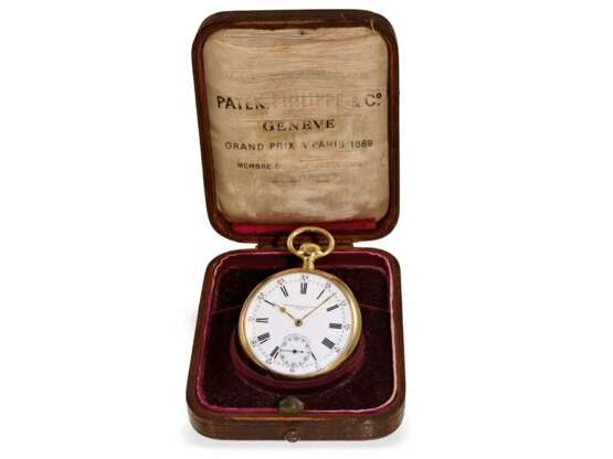 Taschenuhr: seltenes Patek Philippe Ankerchronometer "Gondolo" mit Patek Philippe Originalbox, Geneve 1912 - photo 5
