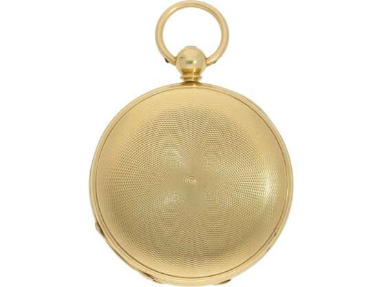 Taschenuhr: äußerst seltene 18K Goldsavonnette mit 8-Tage-Werk, England für den osmanischen Markt, L. Gaebert London No.1424, Hallmarks 1857 - Foto 3