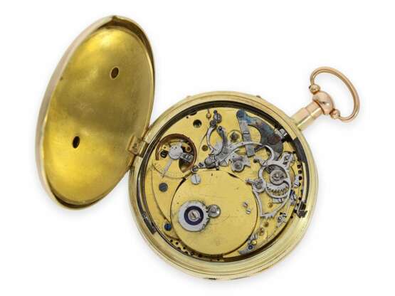 Taschenuhr: große und schwere französische Taschenuhr mit Repetition und Musikspielwerk, CHI No.3930, Frankreich um 1820 - Foto 1