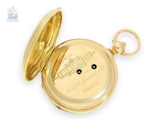 Taschenuhr: äußerst seltenes Schweizer Chronometer mit Wippe, Charles Henri Grosclaude & Fils, Fleurier, Suisse No. 1819, um 1860 - Foto 3