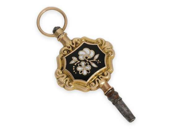Uhrenschlüssel: hochfeiner Gold/Emaille-Spindeluhrenschlüssel, ca. 1780 - photo 1