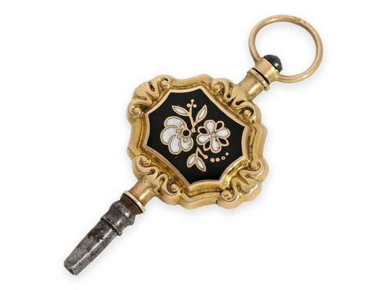 Uhrenschlüssel: hochfeiner Gold/Emaille-Spindeluhrenschlüssel, ca. 1780 - Foto 2