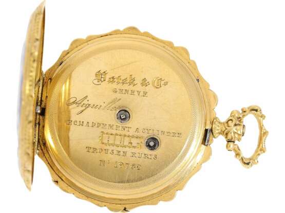 Taschenuhr/Anhängeuhr: exquisite, ganz frühe Patek Philippe Gold/Emaille-Uhr, No. 19782, Genf ca.1860 - photo 4