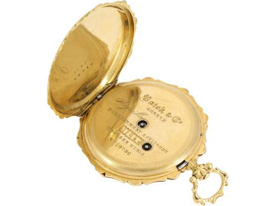 Taschenuhr/Anhängeuhr: exquisite, ganz frühe Patek Philippe Gold/Emaille-Uhr, No. 19782, Genf ca.1860 - Foto 5